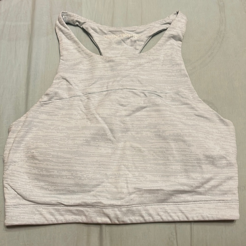 Outdoor Voices Light Blue Gray MoveFree TechSweat crop top